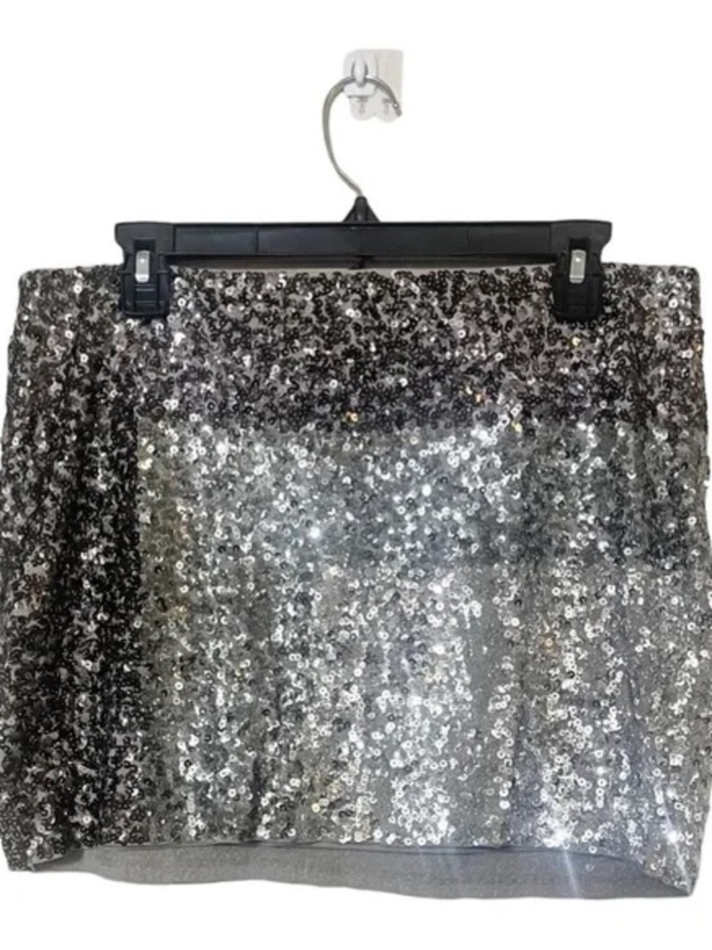 Express Sequin Mini Skirt - Black and Silver